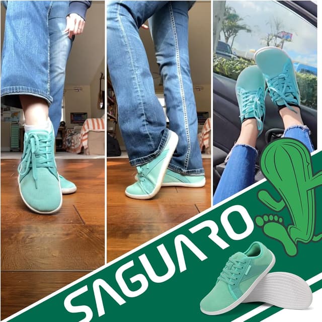 Detalle de SAGUARO Unisex Barfußschuhe aus Strick mit breiter Zehenbox und Zero-Drop Sohle „Luck I“