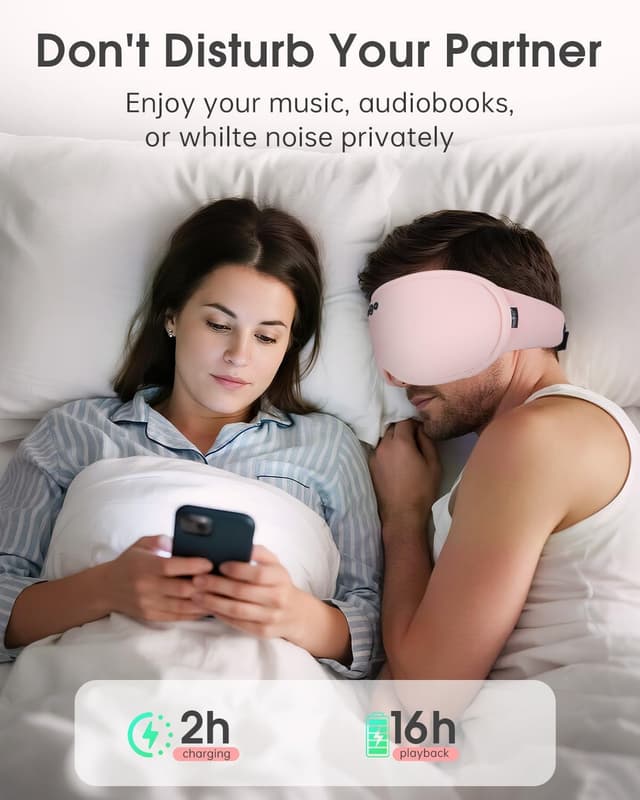 Detalle de MUSICOZY Sleep Mask Headphones (Bluetooth 5.4) with Bamboo Cotton Eye Mask