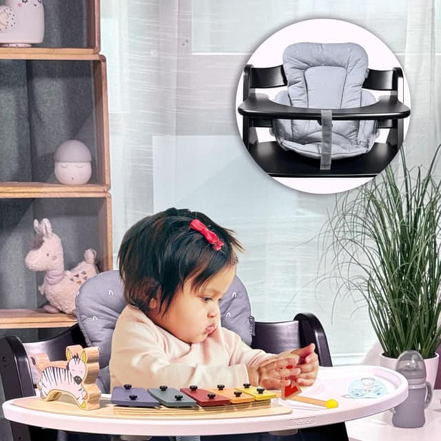 Thumbnail 6 de LaLoona baby bedding réducteur pour chaise haute Hauck Alpha et Beta — coussin d’assise moelleux gris, certifié OEKO-TEX Standard 100