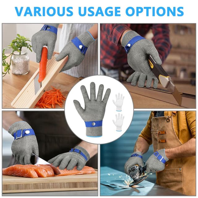 Detalle 2 de flintronic 2 Cut Resistant Gloves Level 9 stainless steel mesh cut-proof work gloves (M)