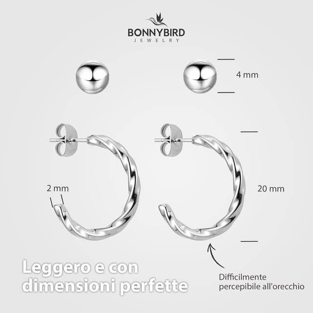 Thumbnail 4 de BONNYBIRD Orecchini Acciaio Chirurgico Donna