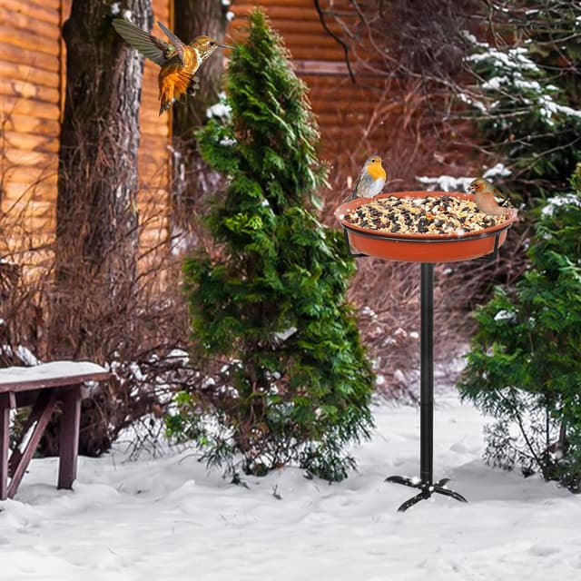 Thumbnail 6 de Stand-Vogeltränke für den Garten mit Wasserstelle und Frostschutz – Vogelbad, 26,5 cm Schüssel (C)Giyiprpi