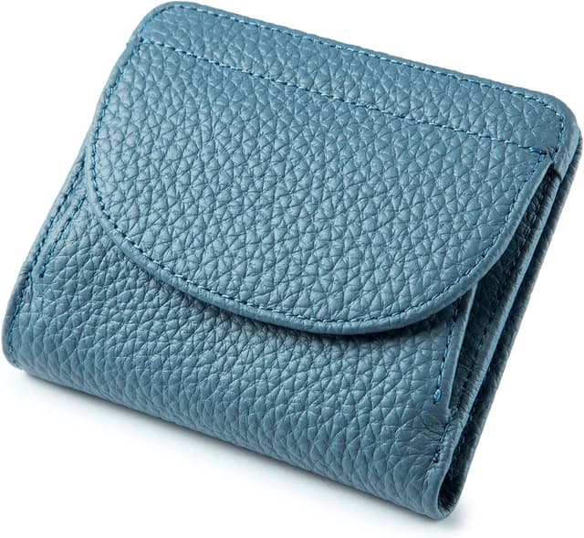 Detalle de Coopay Small Compact Leather Purse – Ladies coin purse wallet with RFID protection and coin tray, Blue