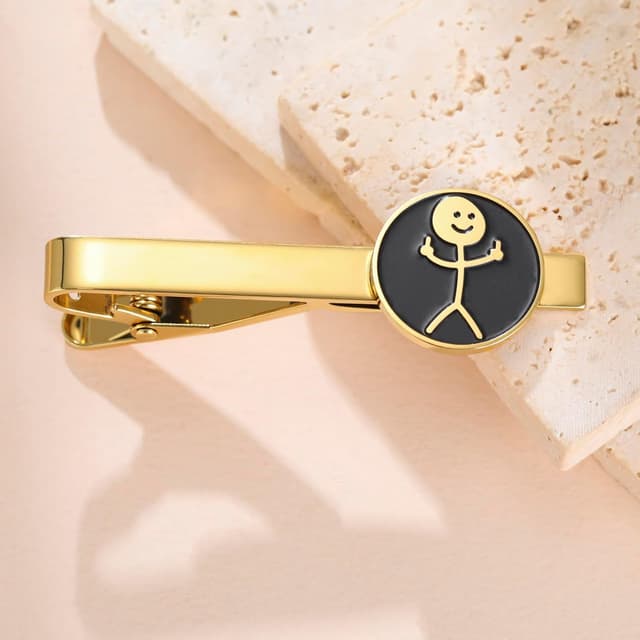 Detalle de Dreamtimes Rock Skull Hand Krawattenklammer aus Edelstahl – „Rock on“-Handzeichen für Halloween & Statement-Looks