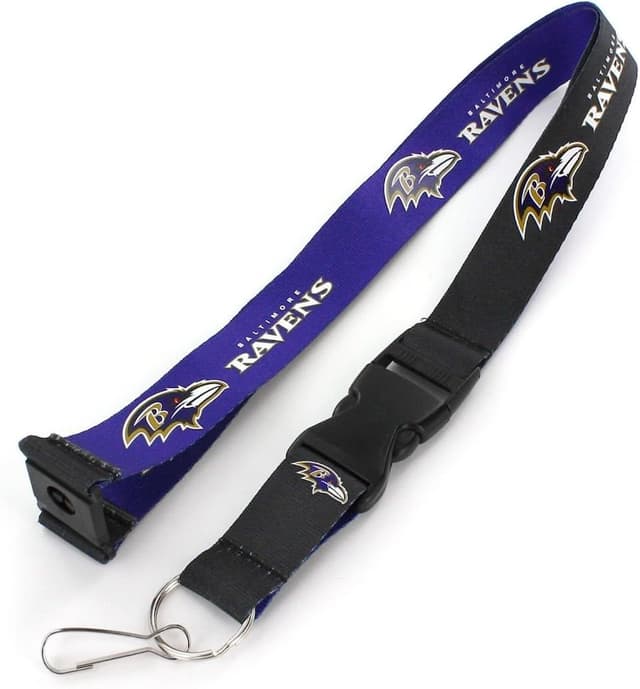 Detalle de aminco NFL Baltimore Ravens Reversible Lanyard (Team Colors) with Detachable Clip