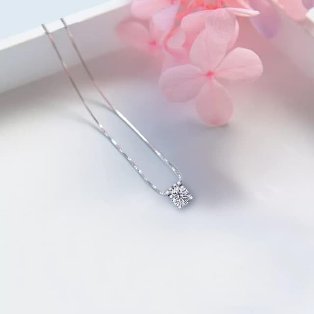 Detalle de VANSZA Damen-Kette aus Sterlingsilber 925 mit Zirkonia, geometrisches Love-Motiv