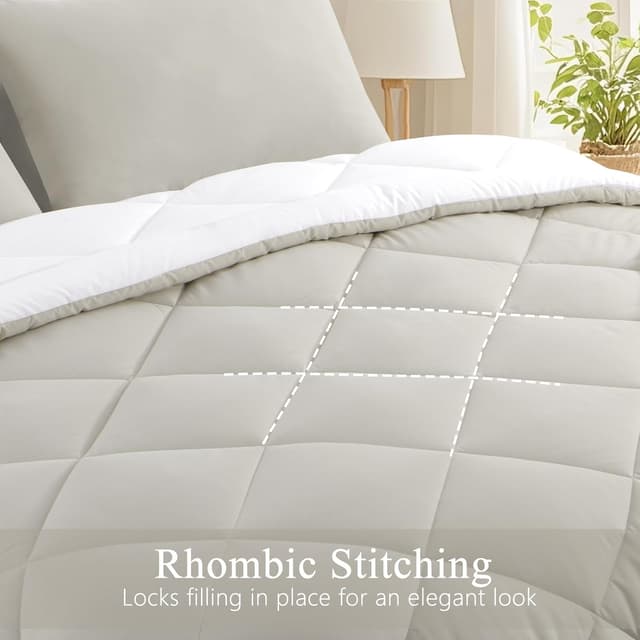 Detalle de RUIKASI Coverless Duvet King Size 10.5 Tog (400GSM) with 2 Pillowcases – Reversible Beige/White