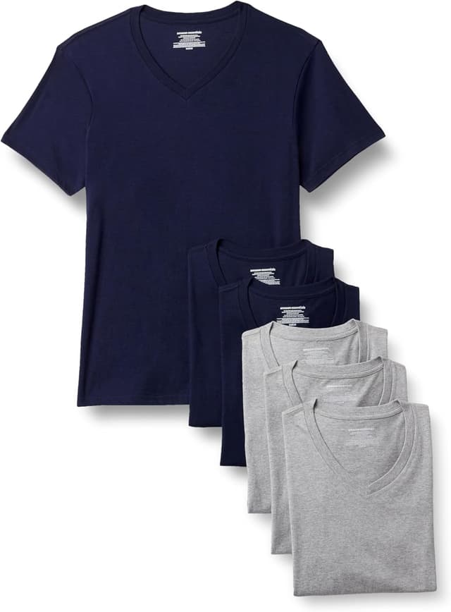 Detalle de Amazon Essentials Men’s V-Neck Undershirt (Pack of 6) – breathable cotton with stretch