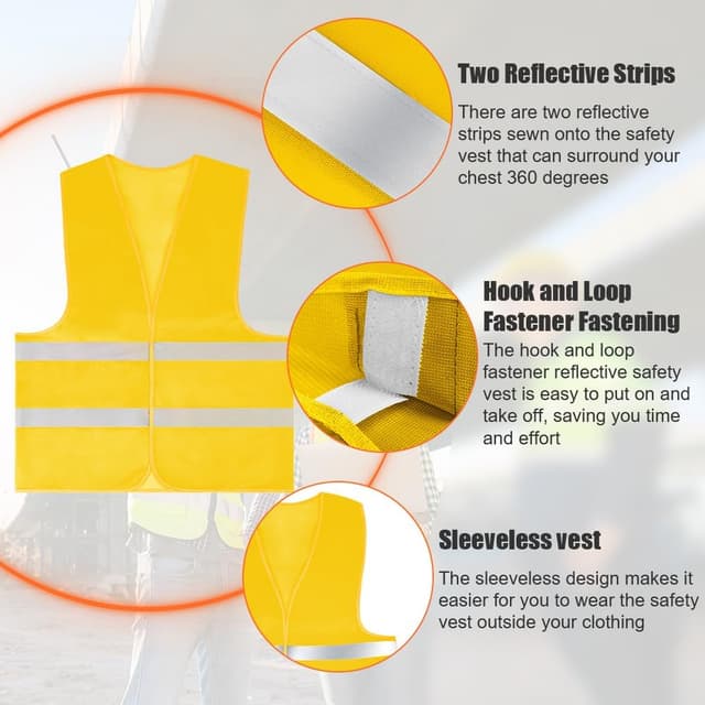 Detalle de AYBUY Giubbotto di Sicurezza Riflettente con strisce 360° ad alta visibilità verde unisex