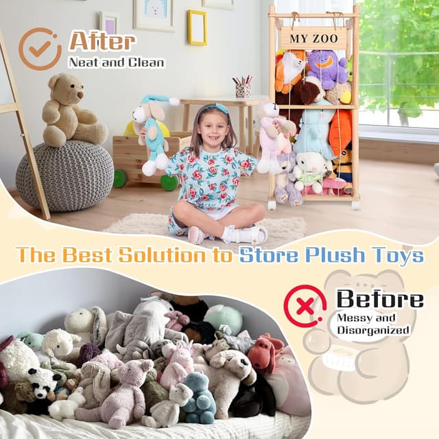 Detalle 2 de khlerox Stuffed Animal Storage Zoo with Wheels, Small