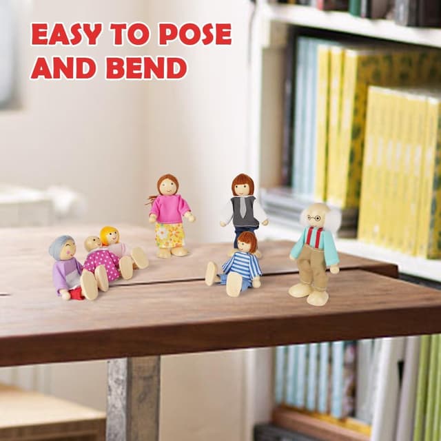 Thumbnail 4 de Aolso Wooden Family Dolls 7pc playset