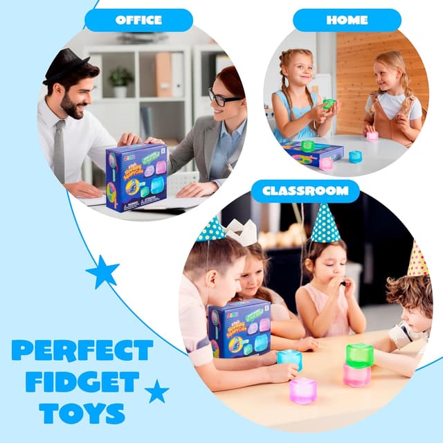 Detalle de JOYIN 4-Pack Squishy Stress Cubes (2-Inch) — Slow-Rising Sensory Fidget Toys