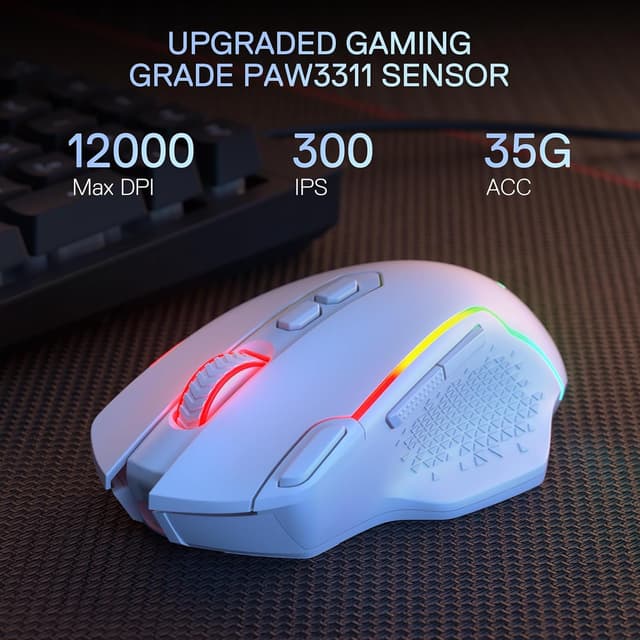Detalle 1 de Redragon M810 MAX 3-Modi Wireless Gaming Maus (12000 DPI, RGB, Rapid Fire, 8 Makrotasten)