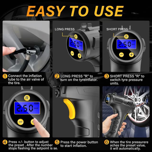Thumbnail 5 de Petrinda Cordless Tyre Inflator 150 PSI ⏱