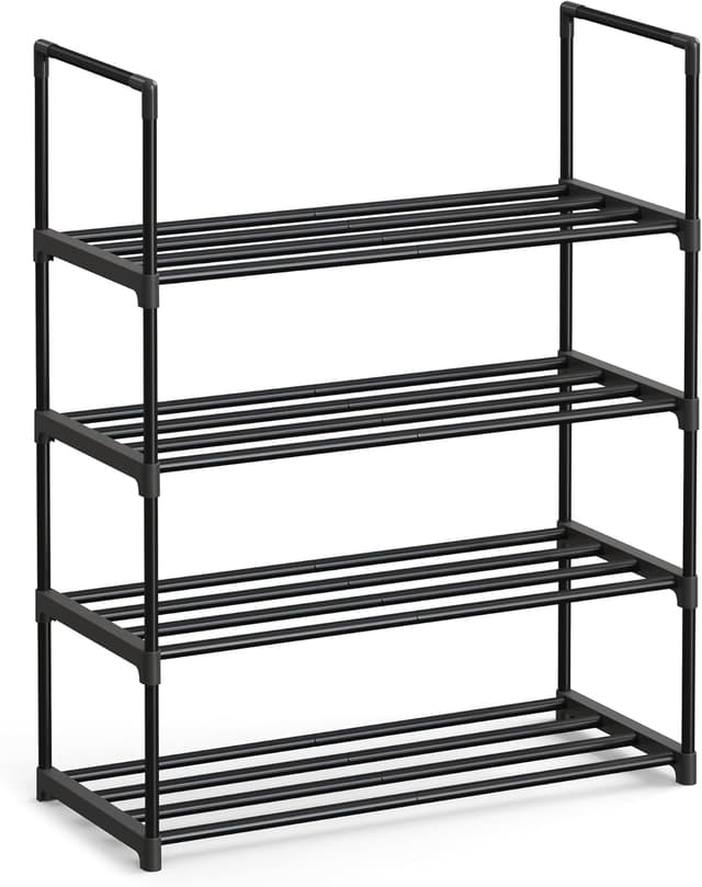 Detalle de SONGMICS Scarpiera a 4 ripiani LSA204B01 in metallo, impilabile e salvaspazio