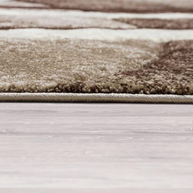 Detalle 2 de Tapis de salon Paco Home à poils courts style vintage marron (80 x 150 cm), contours découpés effet 3D