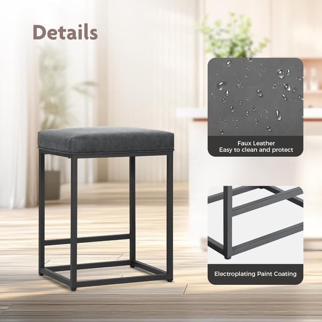 Thumbnail 3 de ALPHA HOME Set of 2 bar stools, counter height