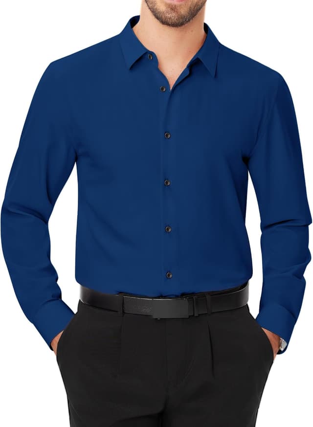 Detalle de J.VER Herren Regular-Fit Businesshemd mit Stretch – einfarbig, knitterarm