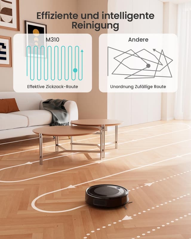 Detalle 2 de Lefant M310 Saugroboter (4500 Pa) mit WLAN 2,4 GHz, App & Alexa, Tierhaare, Hindernisvermeidung