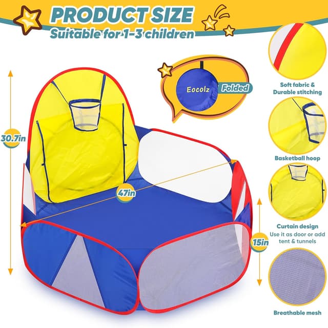 Thumbnail 1 de Eocolz Kids Ball Pit 120cm Play Tent