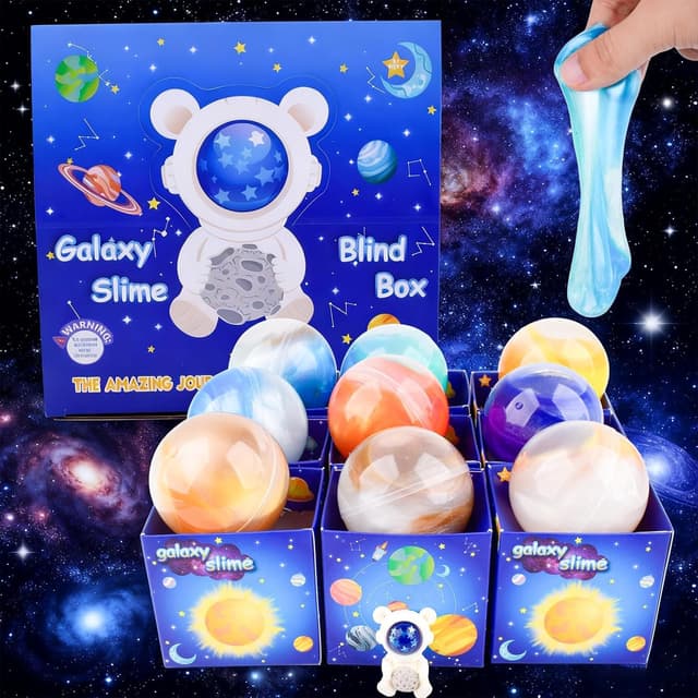 Detalle 1 de Galaxy Slime Party Favors for Kids slime ball blind box kit (9 jars) – non-sticky, sensory stress relief