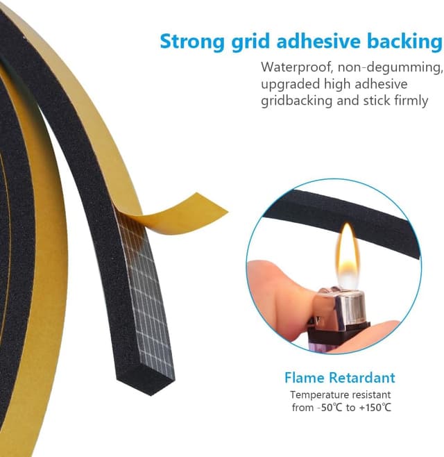 Thumbnail 3 de flintronic Nastro autoadesivo in schiuma (CR e neoprene) per porte e finestre, guarnizione antipioggia e isolamento