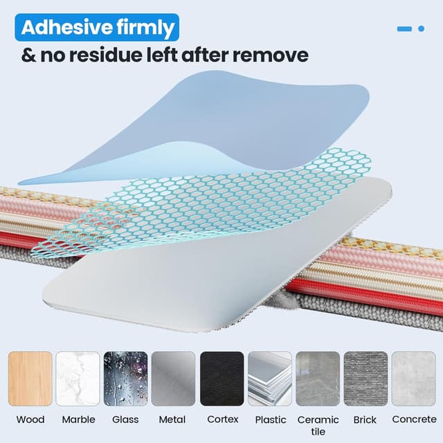 Detalle 2 de Kabelmanagement unter dem Schreibtisch – 20 Paar selbstklebende Kabelhalter mit verstellbarem Kabelbinder, grau