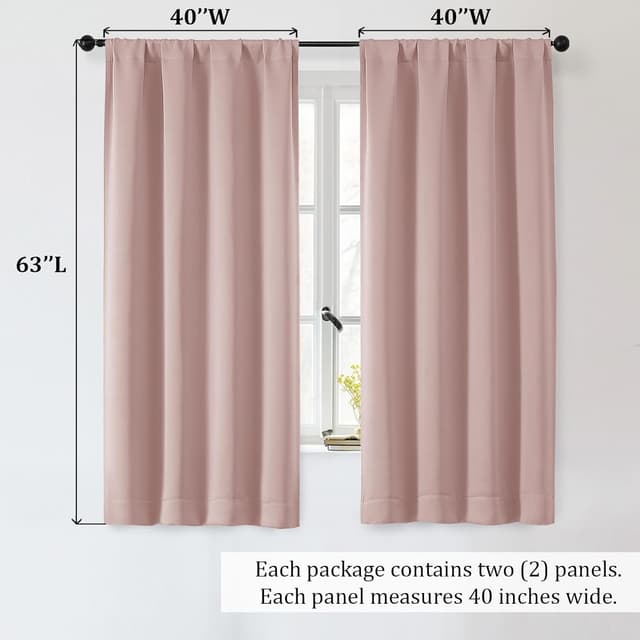 Detalle 2 de OWENIE Sally Blush Pink Blackout Curtains for Bedroom 2 Panels 🌟