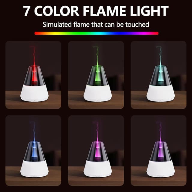 Detalle de Diffuseur d’huiles essentielles avec effet flamme LED (7 couleurs) et humidificateur 3 en 1