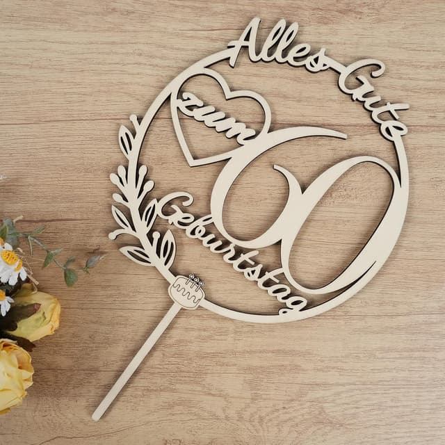 Thumbnail 4 de I LOVE MOM Cake Topper 60. Geburtstag Holz đ