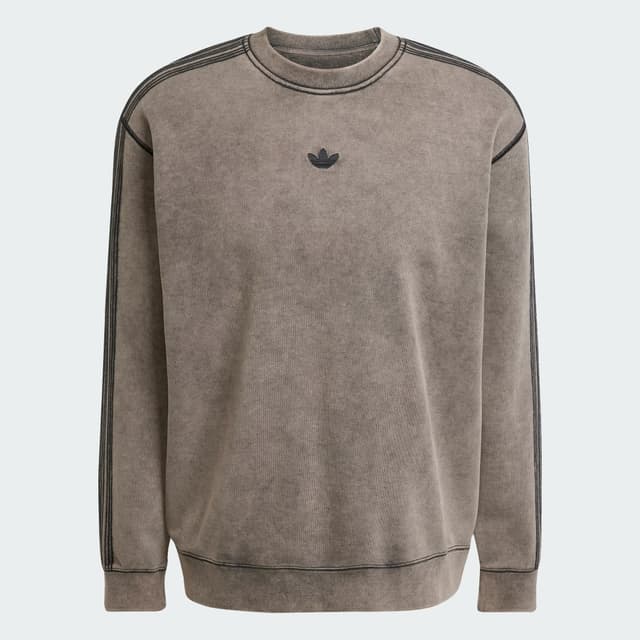 Detalle 2 de Sudadera retro Adidas Premium Essentials de cuello redondo y efecto lavado en negro