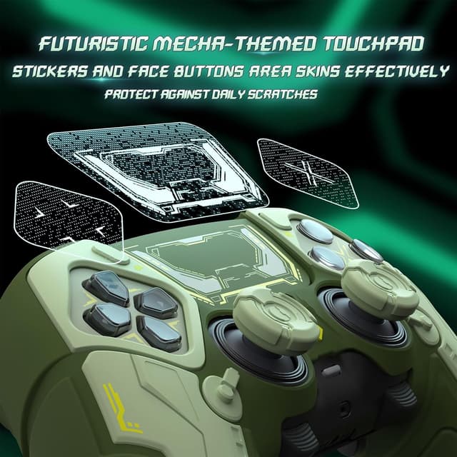 Detalle 2 de playvital Silicone Cover Skin for PS5 Edge Controller (Stellar Mecha, Anti-slip) – Army Green & Sage Green
