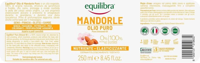 Detalle 2 de Equilibra Olio di Mandorle Dolci 250 ml per pelle nutrita e protetta