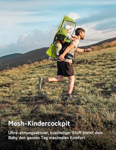 Thumbnail 3 de Besrey Porte-bébé de randonnée, sac à dos vert ⚙