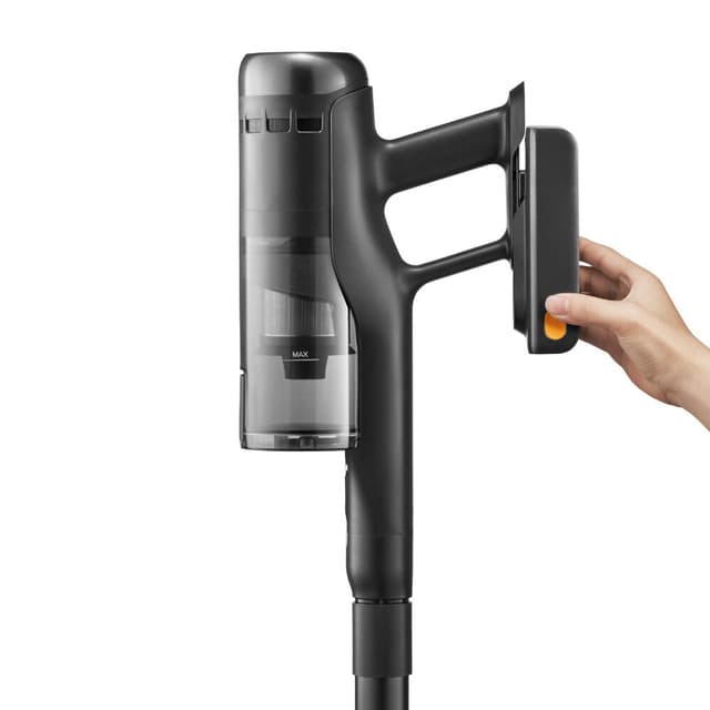 Detalle de Roborock H60 Hub Ultra: aspirador de escoba con estación de autovaciado