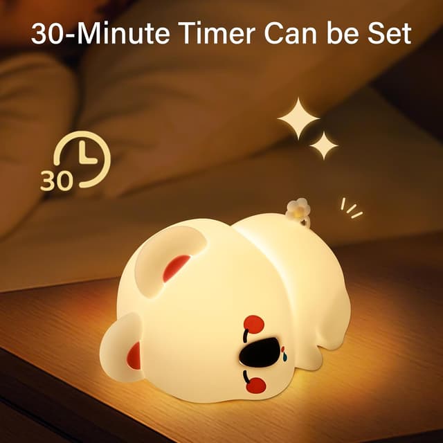 Detalle de AmmToo Koala Nachtlicht mit Timer, dimmbar und USB-Ladekabel – Silikon für Kinderzimmer