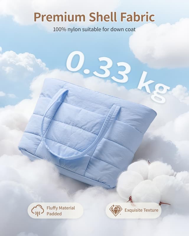 Detalle de Narwey Quilted Puffer Tote Bag with Cup Holder and 15.6" Laptop Sleeve