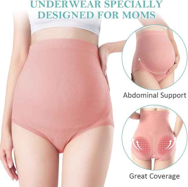 Detalle 2 de Lot de 4 culottes de maternité taille haute sans couture ACWOO (XL)