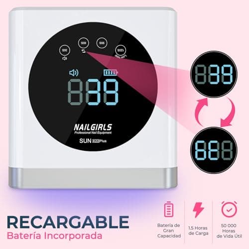 Thumbnail 5 de NAILGIRLS Lámpara LED UV recargable, secador de uñas inalámbrico de 150 W para gel y esmalte regular, secador LED de gel de curado de esmalte de uñas con 4 ajustes de temporizador, sensor automático 