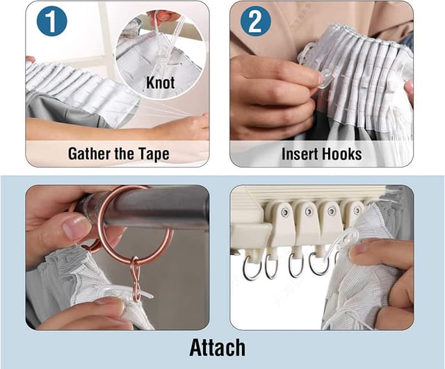 Detalle de BellaHills Blackout Tape Top Curtain Drapes (2 Panels) – Dove Grey, 90 x 90 inch