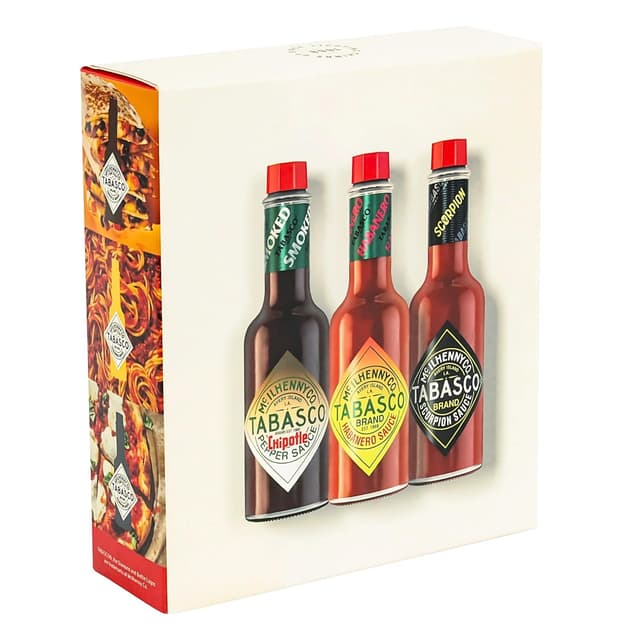 Detalle de Tabasco Hot Sauce Geschenkset (3er-Pack) mit Scorpion, Habanero & Chipotle – scharfe Soße im 60-ml-Set