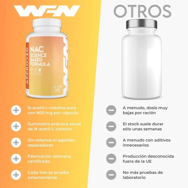 Thumbnail 3 de WFN Approved NAC 800 mg 🌱 Cápsulas veganas, 365 dosis en Alemania