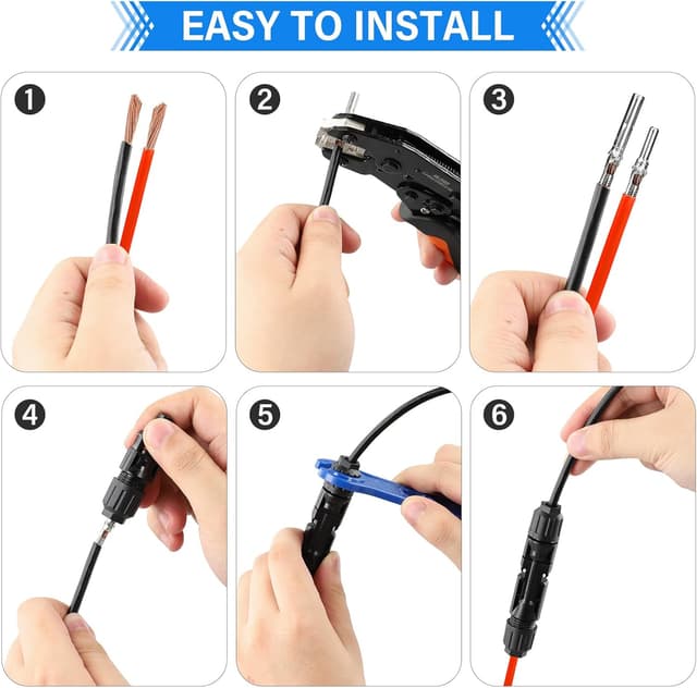 Detalle 2 de Cnauo Solar Crimpzange Set für PV-Kabel 2,5/4/6 mm² mit Steckern (IP68) und Zubehör