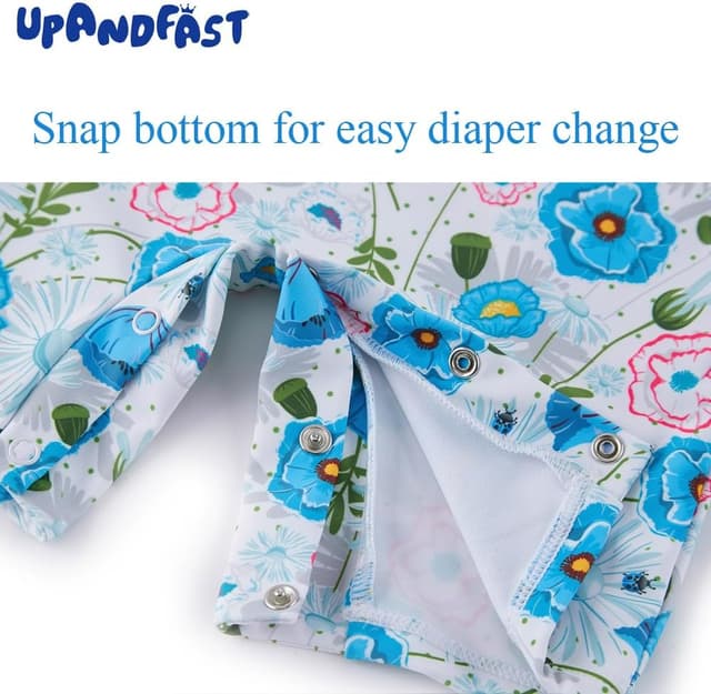 Detalle de upandfast Zipper Baby Zipper Swimwear with Snap Bottom and UPF 50+ Sun Protection (with hat)