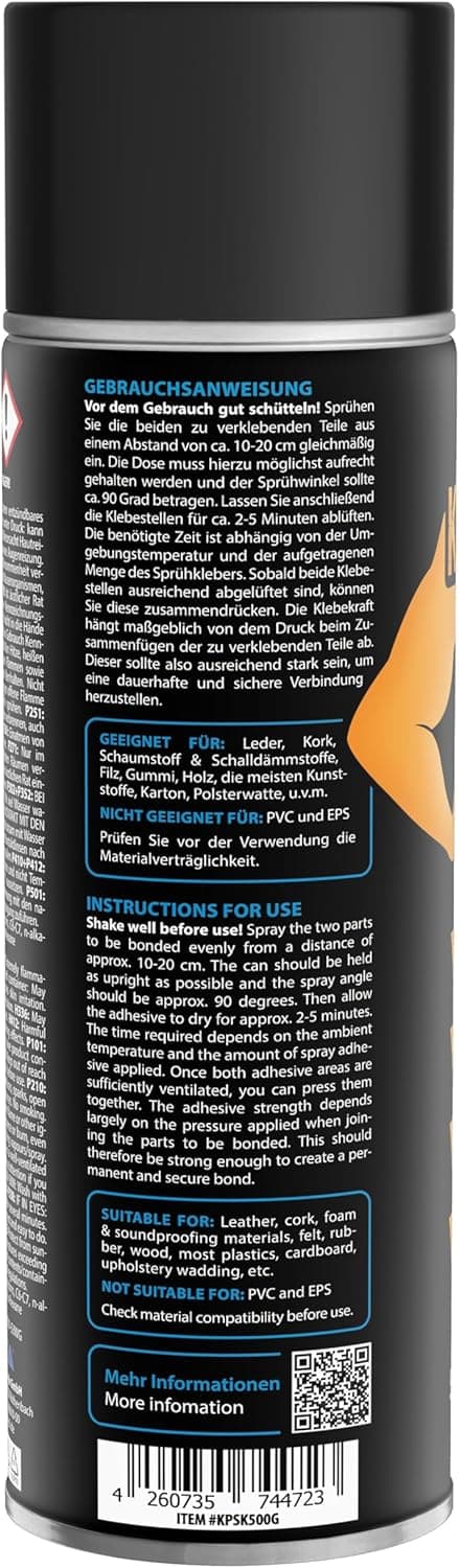 Detalle 2 de KRAFTPROTZ Sprühkleber extra stark 500 ml – transparent, hitzebeständig bis +70 °C