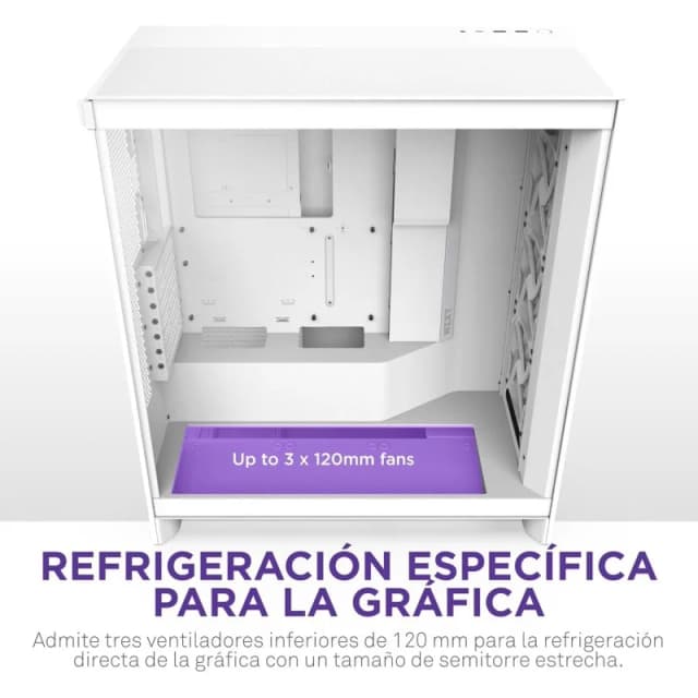 Detalle 2 de NZXT H7 Flow 2024 torre media blanca con cristal templado y USB 3.2