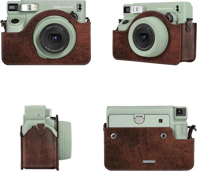 Detalle de FINTIE Tasche für Fujifilm instax Wide 400 – Premium Hülle mit abnehmbaren Riemen (Braun)