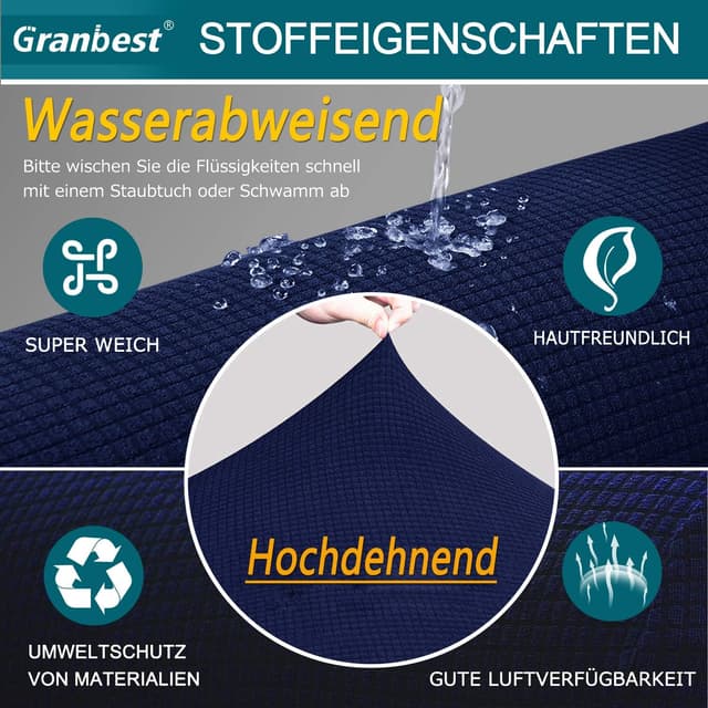 Detalle de Granbest copridivano elasticizzato 3 posti blu scuro