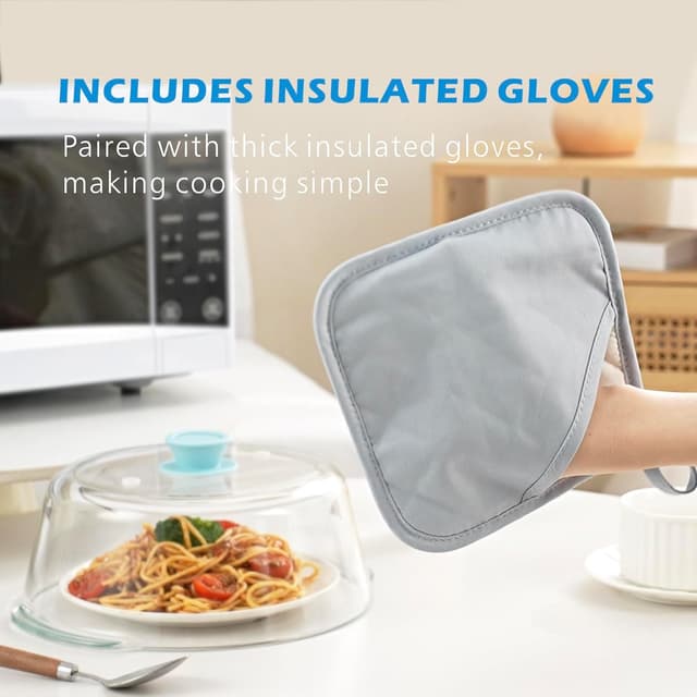 Detalle 2 de Tall Glass Microwave Splatter Cover 10in 🍽