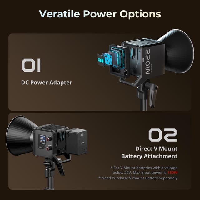 Detalle de SMALLRIG RC 220B Pro 220W bi‑colour video light